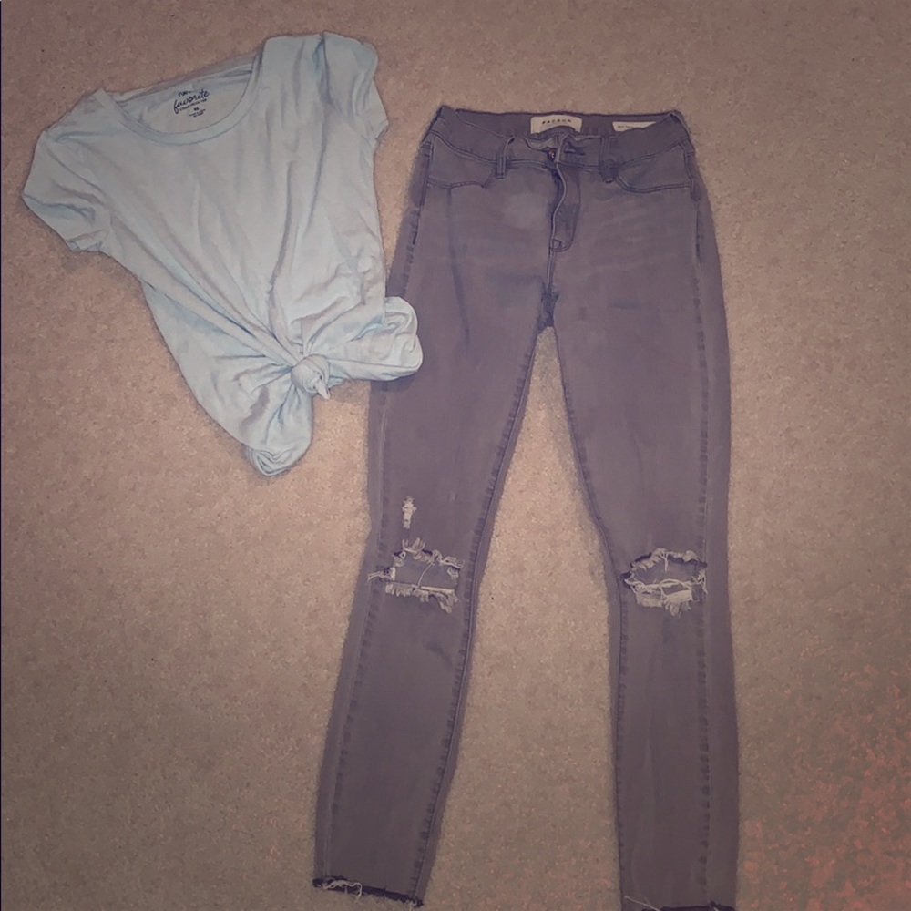 Grey distressed jeans.  Make offers